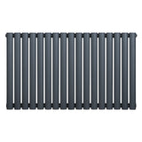 Oval single column radiator in anthracite grey, featuring a sleek, modern design with smooth, rounded edges and a matte finish