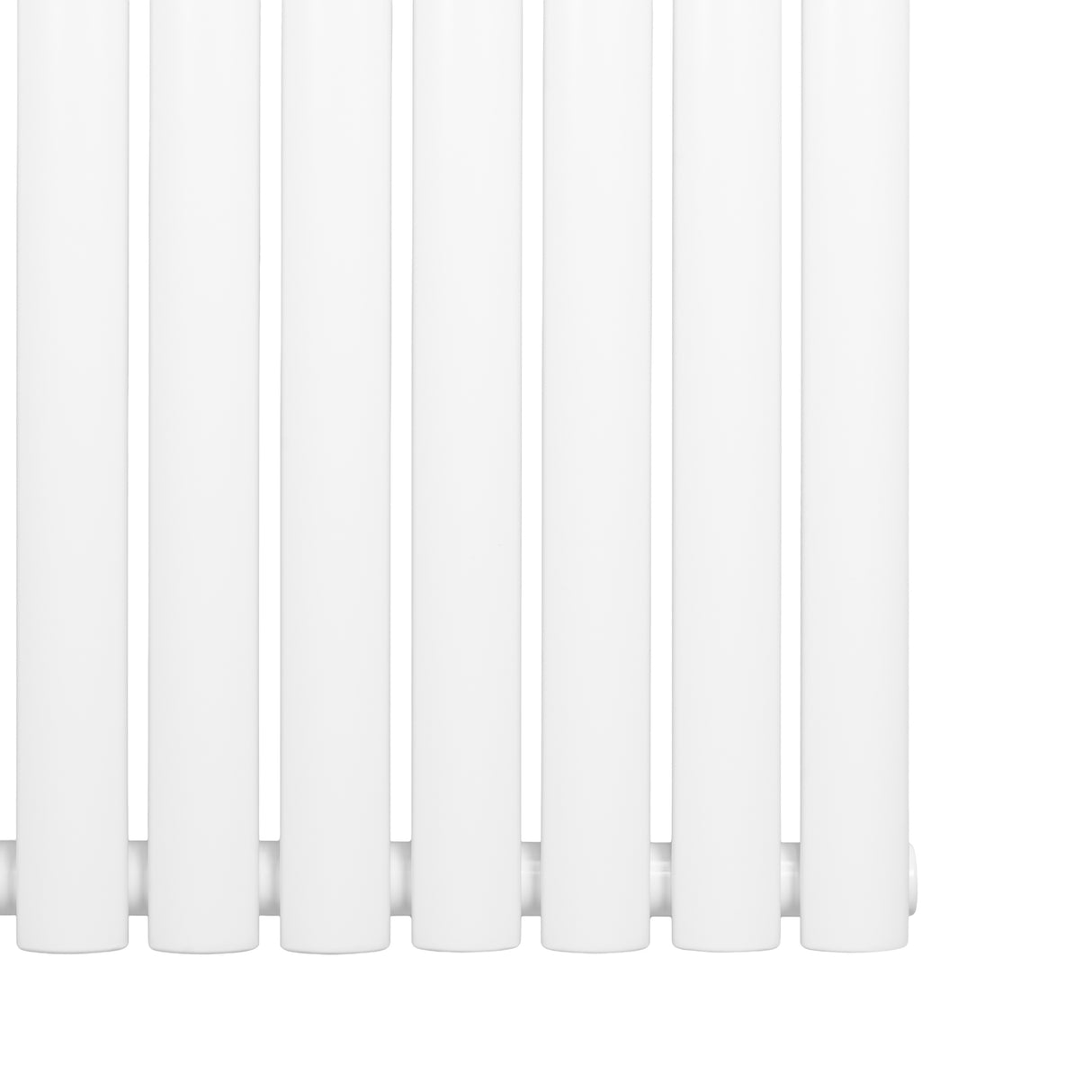 White oval single column radiator with smooth, glossy finish, measuring 600 x 1020mm, featuring evenly spaced vertical tubes