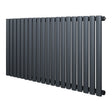 Sleek anthracite grey oval single column radiator, 600 x 1200mm, featuring a modern design with smooth, rounded bars and a matte finish