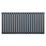 Anthracite grey oval single column radiator, 600 x 1200mm, featuring a sleek, modern design with smooth, matte finish and vertical bars