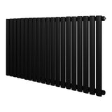 Sleek black oval single column radiator, 600 x 1200mm, featuring smooth, matte finish and modern design, ideal for stylish heating solutions
