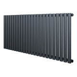 Sleek anthracite grey oval single column radiator, 600 x 1440mm, featuring a modern design with smooth, matte finish and elongated shape
