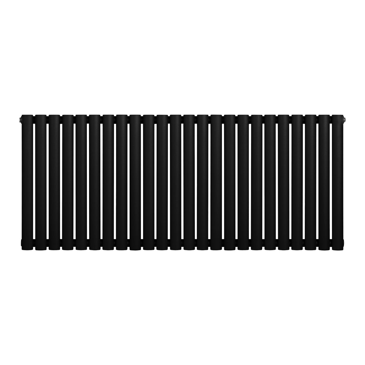 Sleek black oval single column radiator measuring 600 x 1440mm, featuring a smooth, modern design with vertical bars