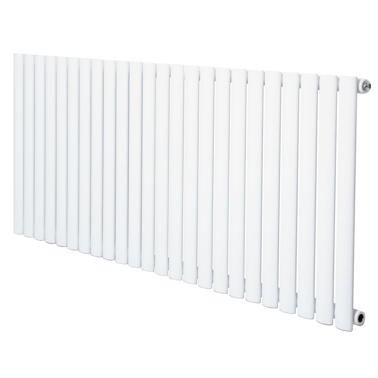 Sleek white oval single column radiator, 600 x 1440mm, featuring smooth, glossy finish and modern design for efficient heating