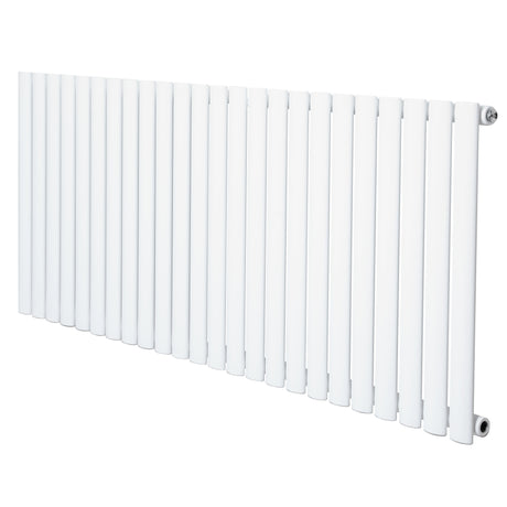 Sleek white oval single column radiator, 600 x 1440mm, featuring smooth, glossy finish and modern design for efficient heating