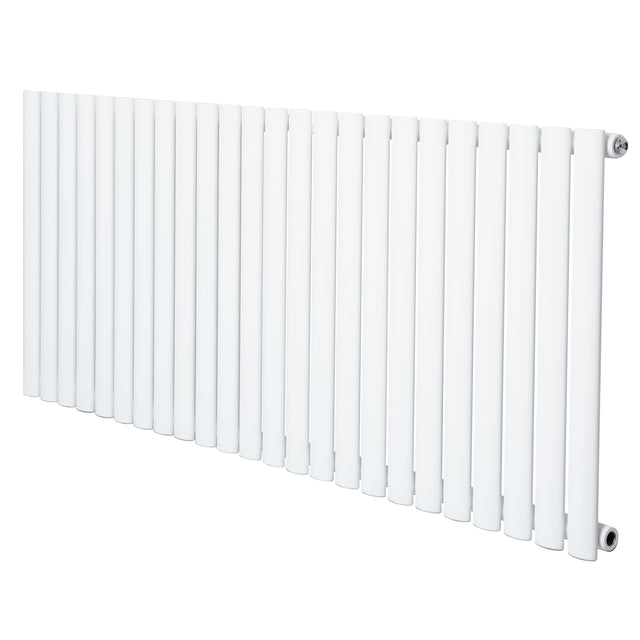 Sleek white oval single column radiator, 600 x 1440mm, featuring smooth, glossy finish and modern design for efficient heating