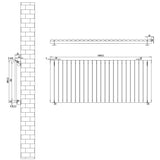 White oval single column radiator measuring 600 x 1440mm, featuring a sleek design with smooth, rounded edges and vertical fins