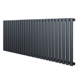 Sleek anthracite grey oval single column radiator, 600 x 1620mm, featuring a modern design with smooth, matte finish and elongated shape