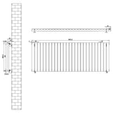 Sleek black oval single column radiator, 600 x 1620mm, featuring vertical lines and a modern design, ideal for stylish heating solutions