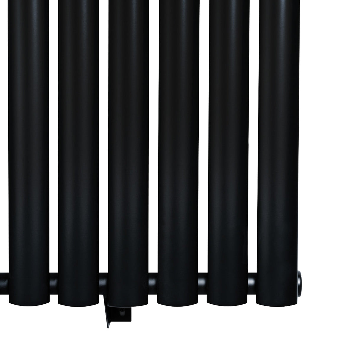 Sleek black oval single column radiator, 600 x 1620mm, featuring smooth matte finish and vertical design for modern interiors