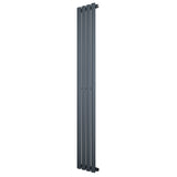 Sleek anthracite grey oval single column radiator, 1600 x 240mm, featuring a modern design with smooth, vertical lines and a matte finish