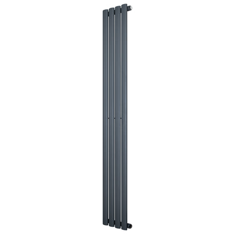 Sleek anthracite grey oval single column radiator, 1600 x 240mm, featuring a modern design with smooth, vertical lines and a matte finish