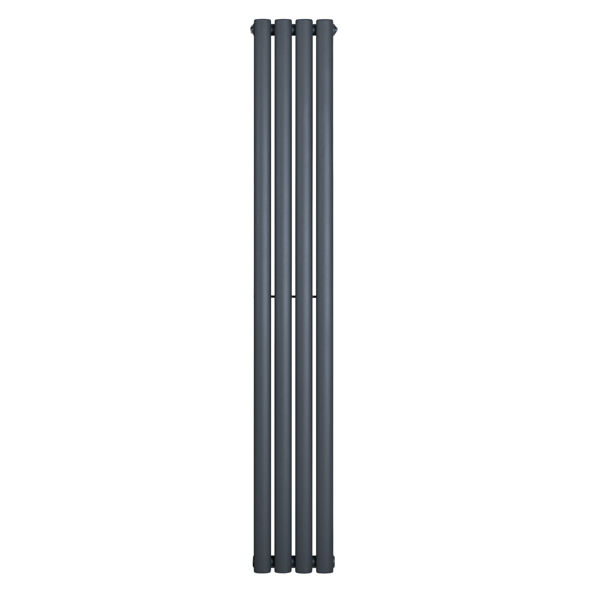 Sleek anthracite grey oval single column radiator, measuring 1600 x 240mm, featuring a modern, minimalist design and smooth finish