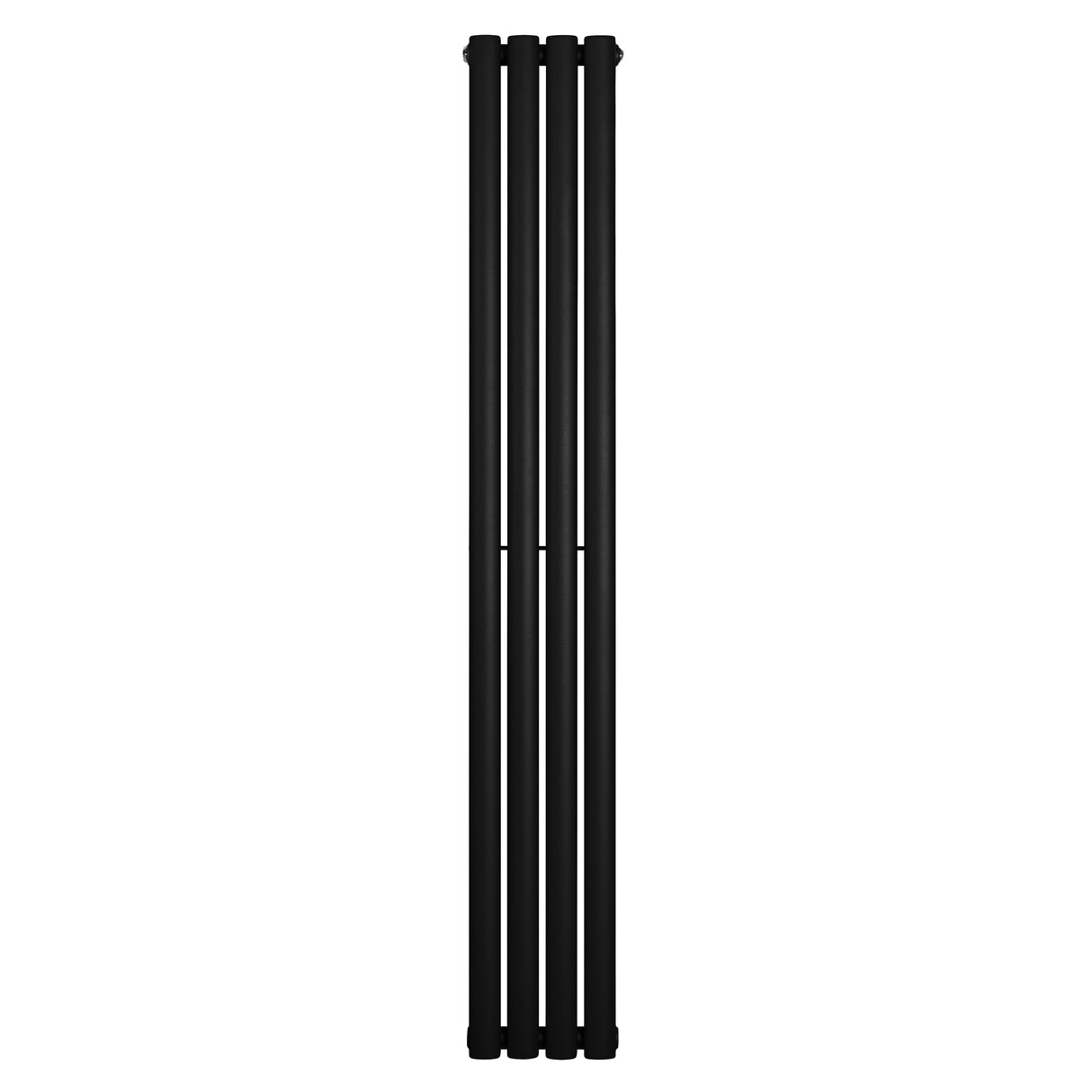 Sleek black oval single column radiator, 1600 x 240mm, featuring a modern design with smooth, matte finish and vertical orientation