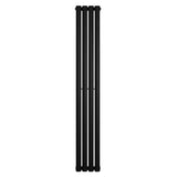 Sleek black oval single column radiator, 1600 x 240mm, featuring a modern design with smooth, matte finish and vertical orientation