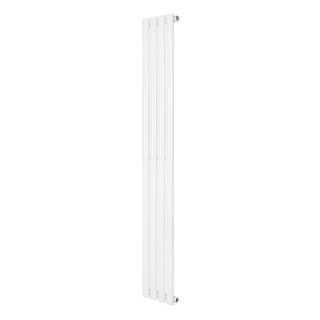Sleek white oval single column radiator, 1600 x 240mm, featuring smooth vertical lines and a modern minimalist design