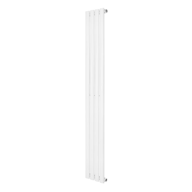 Sleek white oval single column radiator, 1600 x 240mm, featuring smooth vertical lines and a modern minimalist design