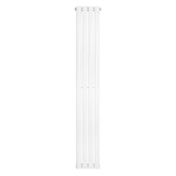 Sleek white oval single column radiator, measuring 1600 x 240mm, featuring smooth surfaces and modern design for efficient heating