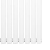 Sleek white oval single column radiator with smooth, glossy finish, measuring 1600 x 240mm, ideal for modern heating solutions
