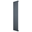 Sleek anthracite grey oval single column radiator, 1600 x 360mm, featuring a modern design with smooth, vertical lines and a matte finish