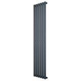 Sleek anthracite grey oval single column radiator, 1600 x 360mm, featuring a modern design with smooth, vertical lines and a matte finish