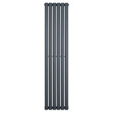 Sleek anthracite grey oval single column radiator, 1600 x 360mm, featuring a smooth finish and modern vertical design