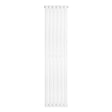Sleek white oval single column radiator, 1600 x 360mm, featuring smooth, glossy finish and vertical design for modern interiors