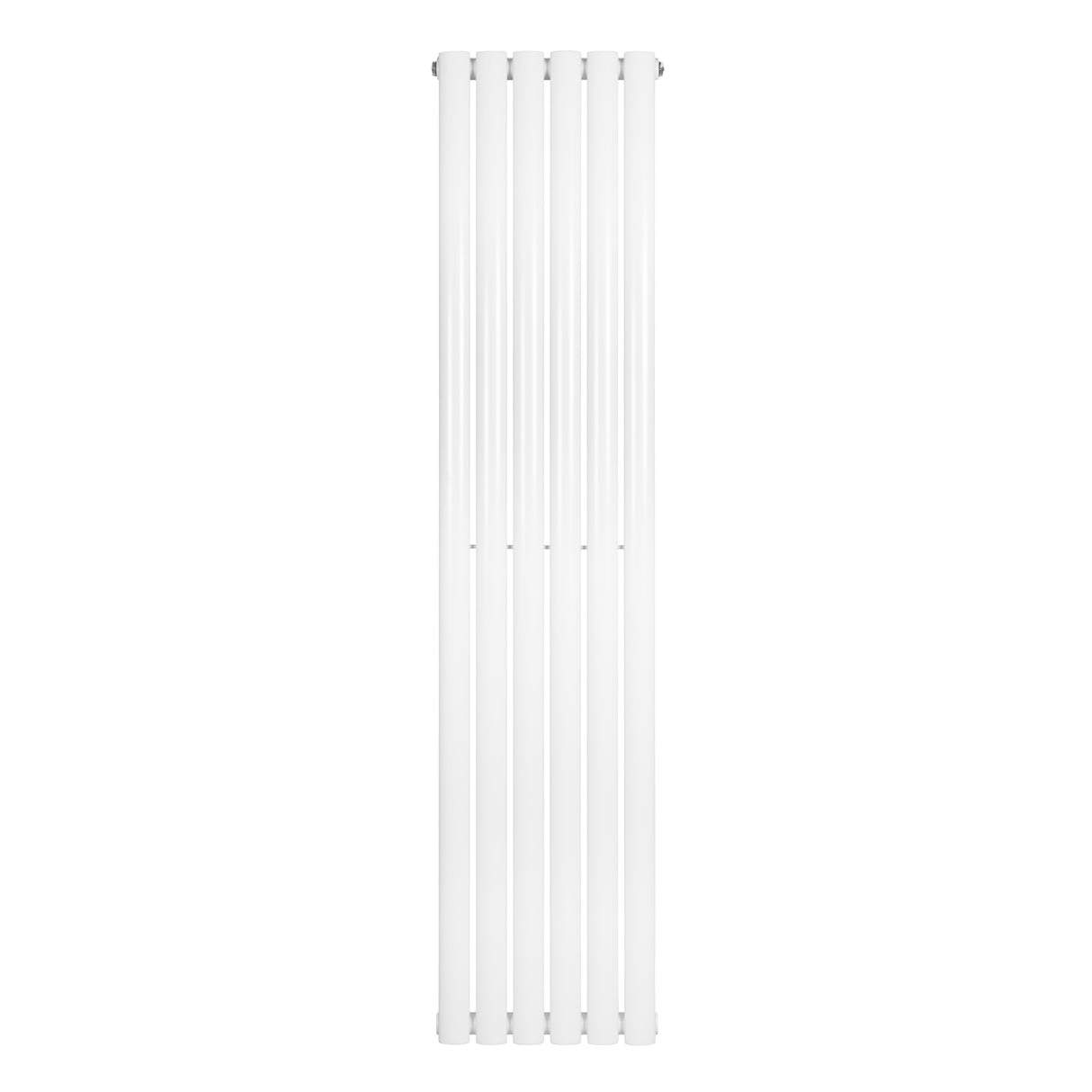 Sleek white oval single column radiator, 1600 x 360mm, featuring smooth, glossy finish and vertical design for modern interiors