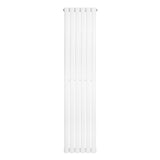 Sleek white oval single column radiator, 1600 x 360mm, featuring smooth, glossy finish and vertical design for modern interiors