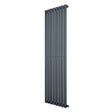 Sleek anthracite grey oval single column radiator, 1600 x 480mm, featuring a modern vertical design with smooth, matte finish