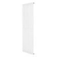 Sleek white oval single column radiator, 1600 x 480mm, featuring a smooth finish and vertical design for modern interiors