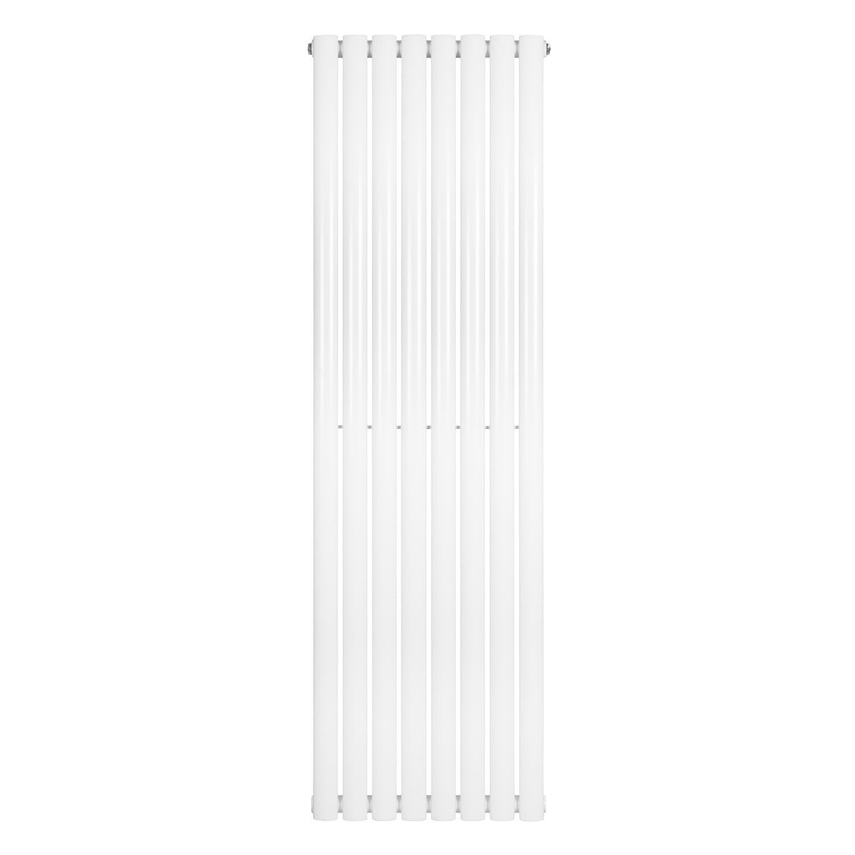 Sleek white oval single column radiator, 1600 x 480mm, featuring smooth vertical lines and a modern minimalist design