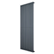 Sleek anthracite grey oval single column radiator, 1600 x 600mm, featuring vertical bars for modern heating solutions