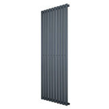 Sleek anthracite grey oval single column radiator, 1600 x 600mm, featuring vertical bars for modern heating solutions