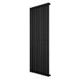 Sleek black oval single column radiator, 1600 x 600mm, featuring a modern design with smooth, vertical lines and a matte finish