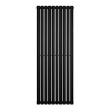 Sleek black oval single column radiator, 1600 x 600mm, featuring smooth vertical bars for modern heating solutions