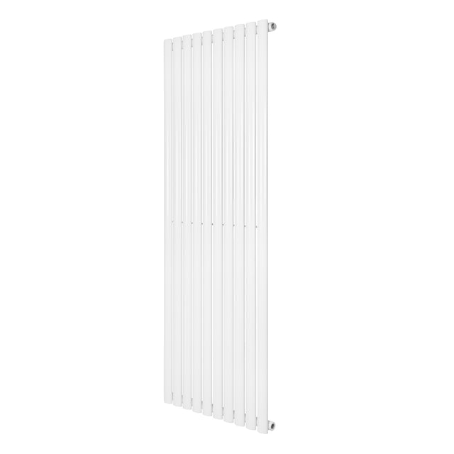 Sleek white oval single column radiator, 1600 x 600mm, featuring smooth vertical lines and a modern design for efficient heating