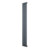 Sleek anthracite grey oval single column radiator, 1800 x 240mm, featuring a modern design with smooth, vertical lines and a matte finish