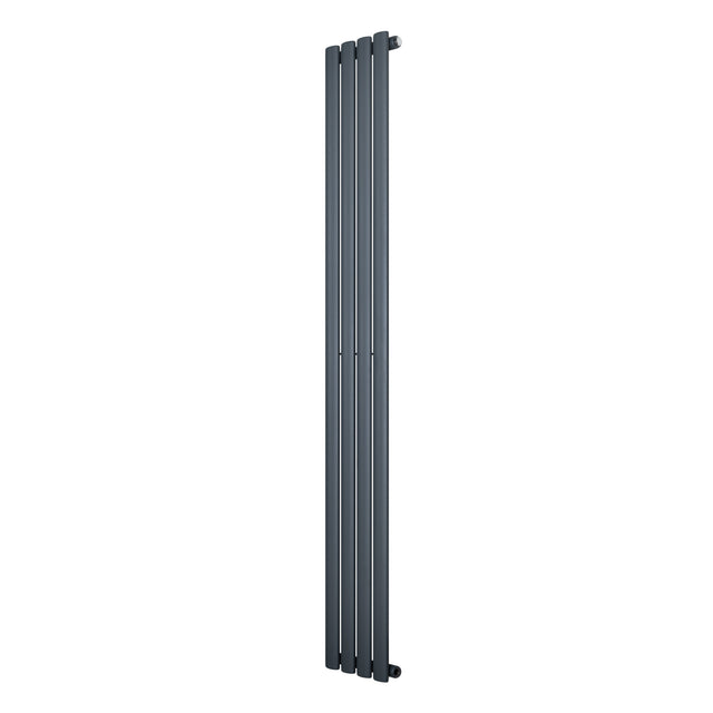 Sleek anthracite grey oval single column radiator, 1800 x 240mm, featuring a modern design with smooth, vertical lines and a matte finish