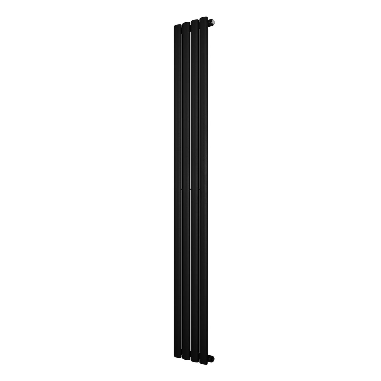 Sleek black oval single column radiator, 1800 x 240mm, featuring a modern design with smooth, matte finish and vertical alignment