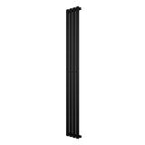 Sleek black oval single column radiator, 1800 x 240mm, featuring a modern design with smooth, matte finish and vertical alignment