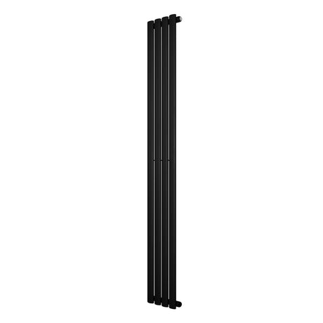 Sleek black oval single column radiator, 1800 x 240mm, featuring a modern design with smooth, matte finish and vertical alignment