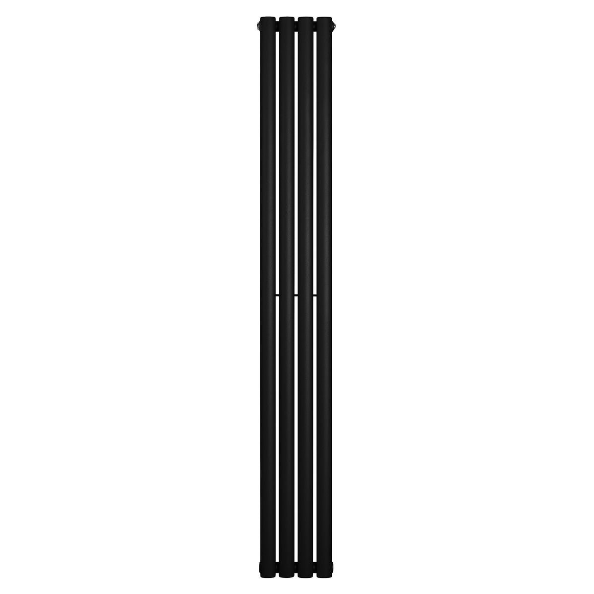 Sleek black oval single column radiator, 1800 x 240mm, featuring a modern design with smooth, even surfaces and a slim profile