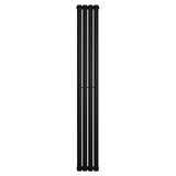 Sleek black oval single column radiator, 1800 x 240mm, featuring a modern design with smooth, even surfaces and a slim profile