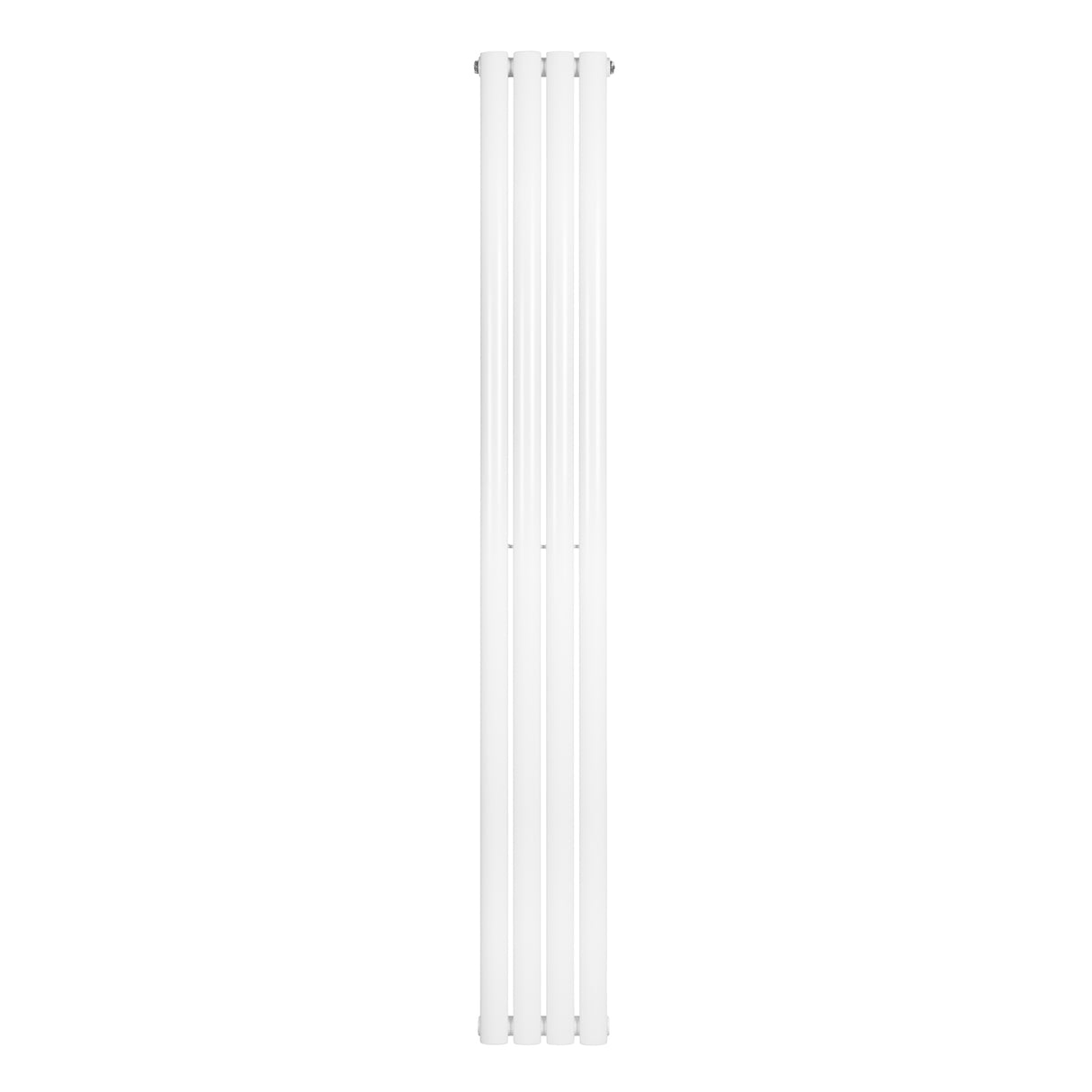 Sleek white oval single column radiator, 1800 x 240mm, featuring smooth, glossy finish and vertical design for modern interiors