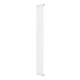 Sleek white oval single column radiator, 1800 x 240mm, featuring a modern design with smooth, polished surfaces and vertical lines