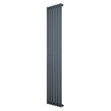Sleek anthracite grey oval single column radiator, 1800 x 360mm, featuring a modern design with smooth vertical lines and a matte finish