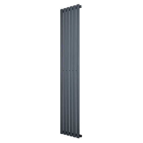 Sleek anthracite grey oval single column radiator, 1800 x 360mm, featuring a modern design with smooth vertical lines and a matte finish