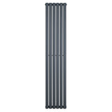 Sleek anthracite grey oval single column radiator, 1800 x 360mm, featuring a smooth finish and modern vertical design for efficient heating