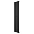 Sleek black oval single column radiator, 1800 x 360mm, featuring a modern design with smooth, vertical lines and a matte finish